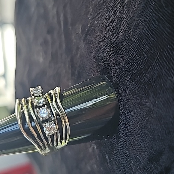 LADIES 925 ISRAEL 5 cz stones Size 9 - Picture 7 of 10